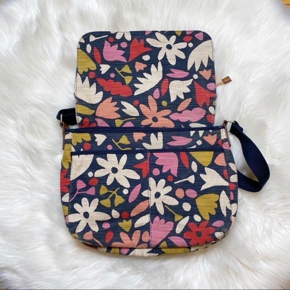 Fossil Blake Canvas Messenger Bag Floral Blue - Picture 2 of 8